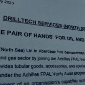 Achilles FPAL: Drilltech Services (North Sea) Ltd, a ‘Safe Pair of Hands’ for Oil and Gas Buyers.