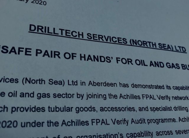 Achilles FPAL: Drilltech Services (North Sea) Ltd, a ‘Safe Pair of Hands’ for Oil and Gas Buyers.